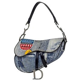 Christian Dior Light Blue Denim Saddle Bag Light blue