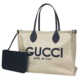 Borsa Tote Gucci GUCCI in Ivory e Navy Crudo Blu navy