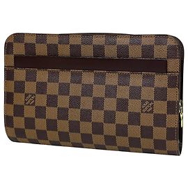Borsa Clutch Louis Vuitton Damier Marrone Damier ebene