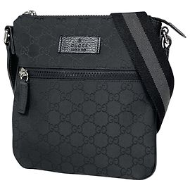 Gucci Black Nylon and Leather Shoulder Bag Black