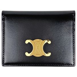 Céline Celine Black Leather Business Card Case Black