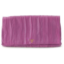 Prada Purple Nappa Waves Stripe Clutch Purple