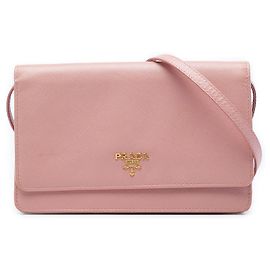 Prada Pink Saffiano Wallet on Strap Pink