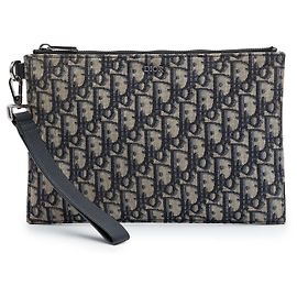 Dior Blue Oblique Canvas A5 Pouch Blau Marineblau