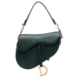 Bolsa Saddle Dior em pele de vitelo granulada verde Verde Verde escuro