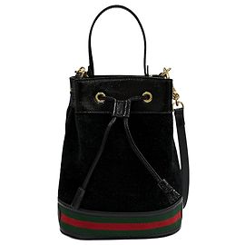 Gucci Secchiello Ophidia Piccolo in Suede Nero Nero