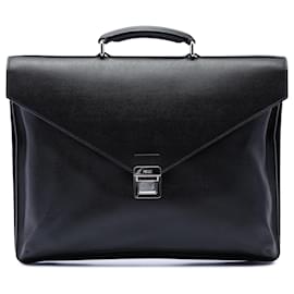 Fendi Black Leather Envelope Briefcase Black