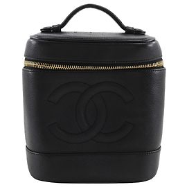 Chanel Black CC Caviar Vanity Case Preto