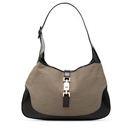 Bolsa de Ombro Jackie Gucci em Lona Marrom Marrom