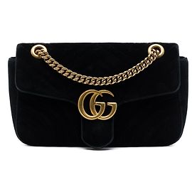 Borsa a tracolla Gucci GG Marmont Matelassé in velluto nero, dimensione Medium Nero