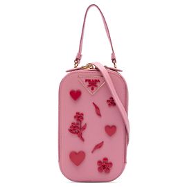 Funda para móvil Prada de Saffiano Lux rosa adornada Rosa