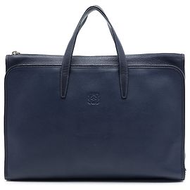 LOEWE Blue Leather Anagram Briefcase Blue Navy blue