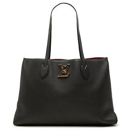 Louis Vuitton Black Leather Lockme Shopper Tote Black
