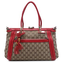 Bolsa Satchel Gucci Bella em tela GG bege Outro