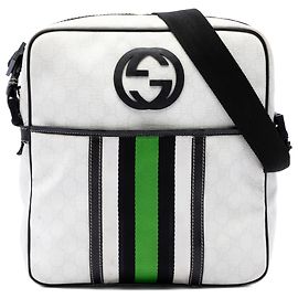 Borsa a tracolla Gucci White GG Supreme Interlocking G Web Bianco