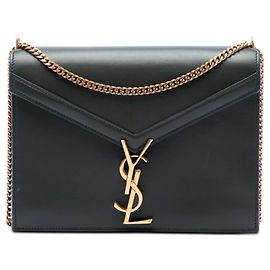 Saint Laurent Green Smooth Calfskin Monogram Cassandra Clasp Bag Green Dark green