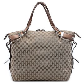 Tote Gucci Beige Large GG Canvas Bamboo Bar Beige