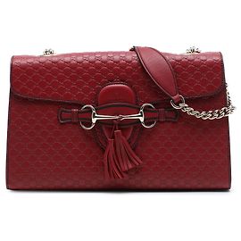 Bolsa de Ombro Gucci Emily Medium Microguccissima Vermelha Vermelho