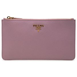 Pochette plate Prada en Saffiano rose Rose