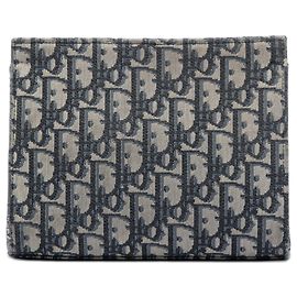 Dior Blue Oblique Canvas Clutch Blue Navy blue