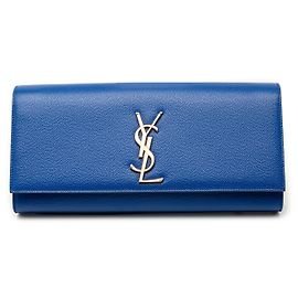 Pochette Saint Laurent Blue Grain de Poudre Monogram Cassandre Bleu