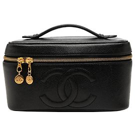 Borsa Vanity Chanel Black CC Caviar Nero