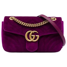 Borsa a tracolla Gucci GG Marmont Matelassé in velluto viola Medium Altro Porpora