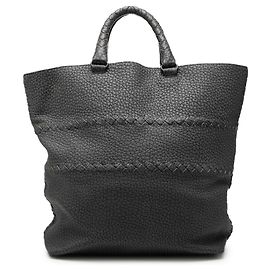 Tote Bottega Veneta em couro Cervo cinza com acabamento Intrecciato Marrom Cinza antracite