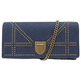 Christian Dior BORSA A MANO DIOR DIORAMA NUOVA IN CANVAS DENIM BLU WALLET ON CHAIN Blu