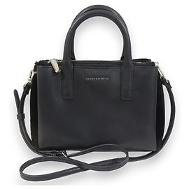 Autre Marque CHARLES & KEITH Leder 2-Wege Handtasche Schwarz