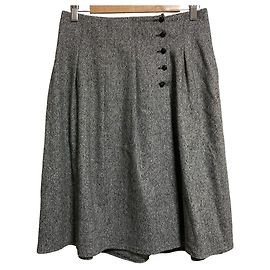 Autre Marque Jupe en tweed Rene à boutons fleurs en laine Marron