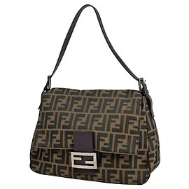 Borsa a spalla Fendi Mamma Baguette Marrone