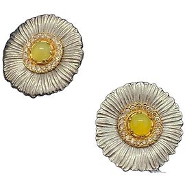Orecchini Buccellati Blossoms in argento, diamanti e corniola Argento