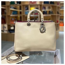 Dior Diorissimo Large Leather Handbag Pink Beige