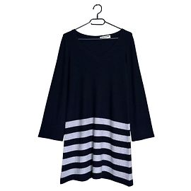Sonia Rykiel gestreiftes Strickkleid aus Wolle - Schwarz-Grau Schwarz Grau