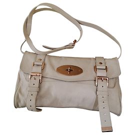 Clutch Mulberry Alexa em couro estampado Cru
