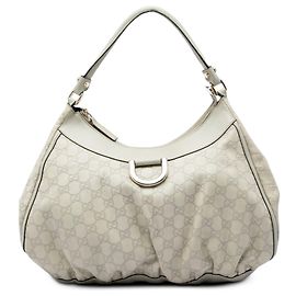 Borsa a tracolla Gucci Guccissima Abbey D Ring bianca Bianco