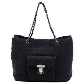 Borsa Tote con catena Prada Impuntu Tessuto Nera Nero