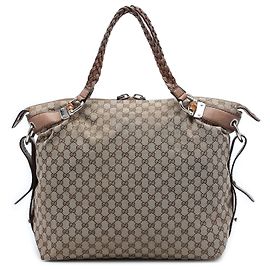 Tote Gucci Large GG Canvas Bamboo Bar Bege Bege