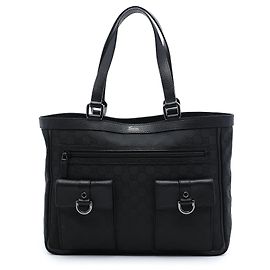 Tote Gucci GG Nylon Abbey com anel em D preto Preto