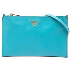 Bolso de hombro Prada Saffiano azul Azul