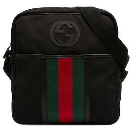 Black Gucci Nylon Interlocking G Web Crossbody Black