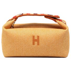 Orange Hermès Small Wool Bride A Brac Au Carre Case Vanity Bag Orange