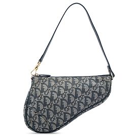 Sac à épaule Pochette Saddle Mini Diorissimo en toile bleue Dior Bleu