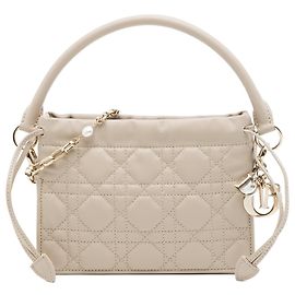 Borsa a sacchetto Dior Mini Milly in pelle di agnello Cannage marrone Marrone