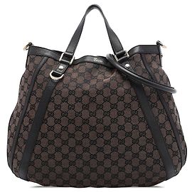 Bolsa Satchel Conversível Gucci GG Canvas Abbey com Argola em D marrom Marrom