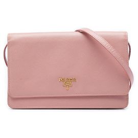 Borsa a tracolla Prada Saffiano Wallet on Strap Rosa Rosa