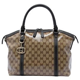 Beige Gucci Medium GG Crystal Charm Dome Satchel Beige