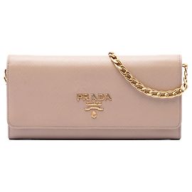 Bolsa Crossbody Prada Saffiano Wallet on Chain Bege Bege
