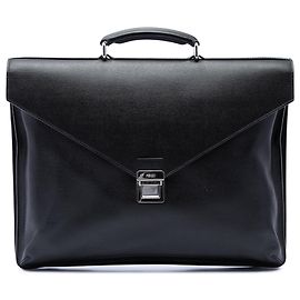 Black Fendi Leather Envelope Briefcase Business Bag Black